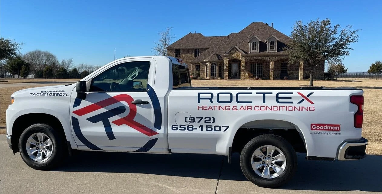 Truck Wrap In Front Of House 1, RocTex Heating &amp; Air Conditioning in Rockwall